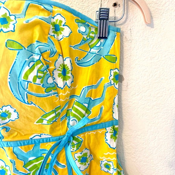 LILLY PULITZER Les Monkey Print Strapless Dress - White Label Beach Floral - Picture 5 of 14